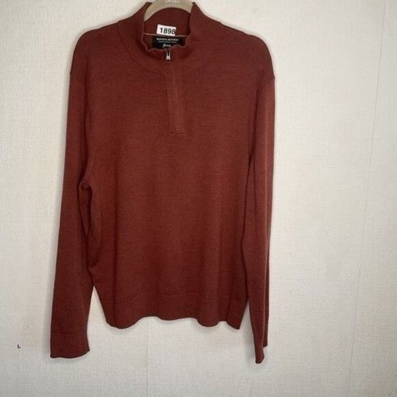 Banana Republic Baruffa Italian Merino 3/4 Zip MockNeck Sweater Men Size Large - Picture 1 of 9